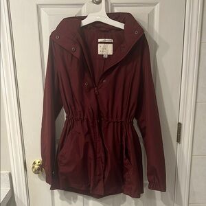 a new day Maroon Utility Jacket with Hood and Cinched Waist
